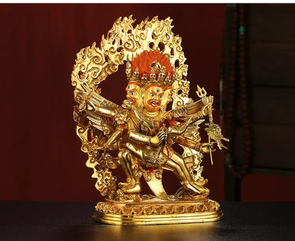 30CM large -GOOD---Buddhist Buddhism home family efficacious Protection brass Puba Jingang Yamantaka Gold-plated Buddha statue