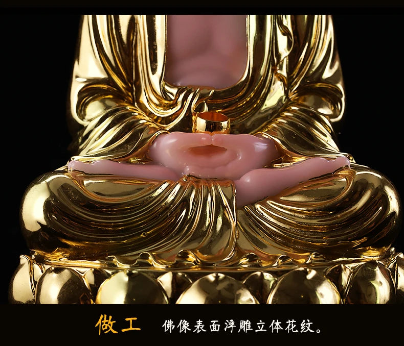 30CM large- GOOD LUCK jade gold RULAI Buddha # Home family bless Safe GOOD LUCK efficacious Talisman Sculpture statue