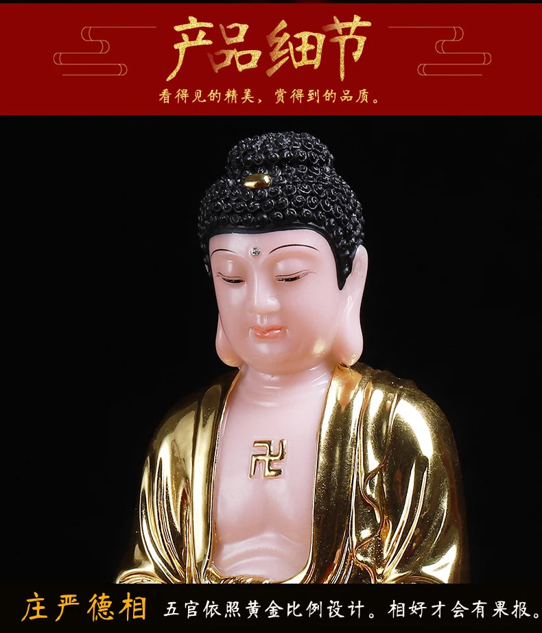 30CM large- GOOD LUCK jade gold RULAI Buddha # Home family bless Safe GOOD LUCK efficacious Talisman Sculpture statue