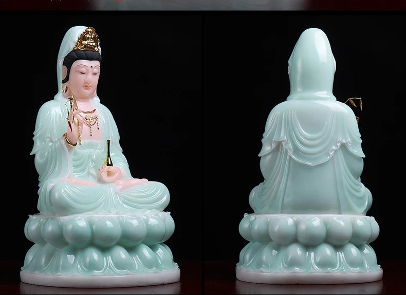 30CM large- GOOD high-grade jade Porcelain gilding Guan yin Buddha statue # Home family efficacious bless Talisman Sculpture