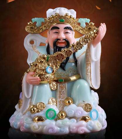 30CM large- Home SHOP bring wealth money Talisman statue 2021TOP grade jade gold wealth fortune GOD Mammon CAI SHEN BUDDHA