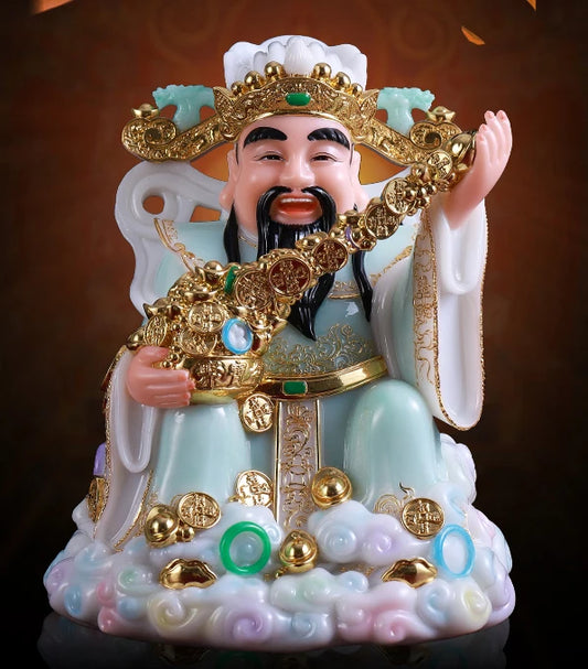 30CM large- Home SHOP bring wealth money Talisman statue 2021TOP grade jade gold wealth fortune GOD Mammon CAI SHEN BUDDHA