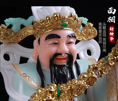 30CM large- Home SHOP bring wealth money Talisman statue 2021TOP grade jade gold wealth fortune GOD Mammon CAI SHEN BUDDHA
