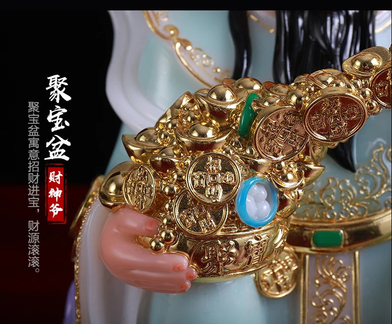 30CM large- Home SHOP bring wealth money Talisman statue 2021TOP grade jade gold wealth fortune GOD Mammon CAI SHEN BUDDHA
