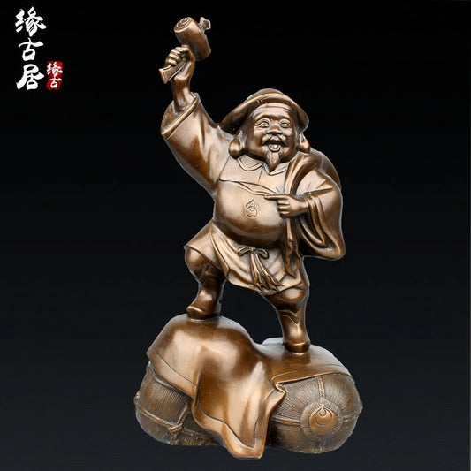 30CM large -Japan home Temple lobby efficacious Protection talisman bronze big night God of wealth FENG SHUI statue