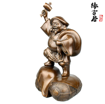 30CM large -Japan home Temple lobby efficacious Protection talisman bronze big night God of wealth FENG SHUI statue
