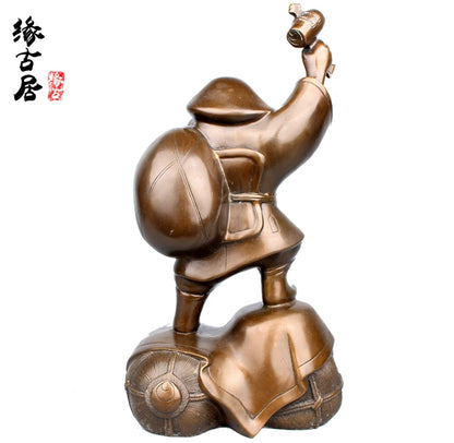 30CM large -Japan home Temple lobby efficacious Protection talisman bronze big night God of wealth FENG SHUI statue