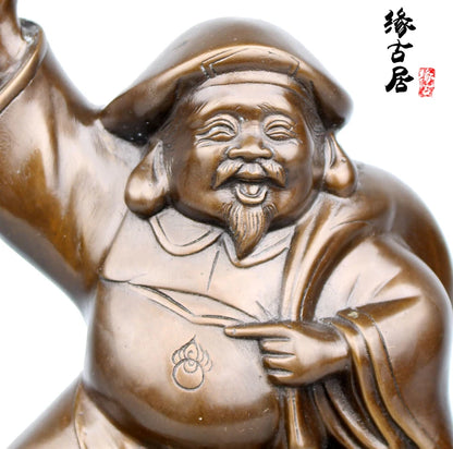 30CM large -Japan home Temple lobby efficacious Protection talisman bronze big night God of wealth FENG SHUI statue