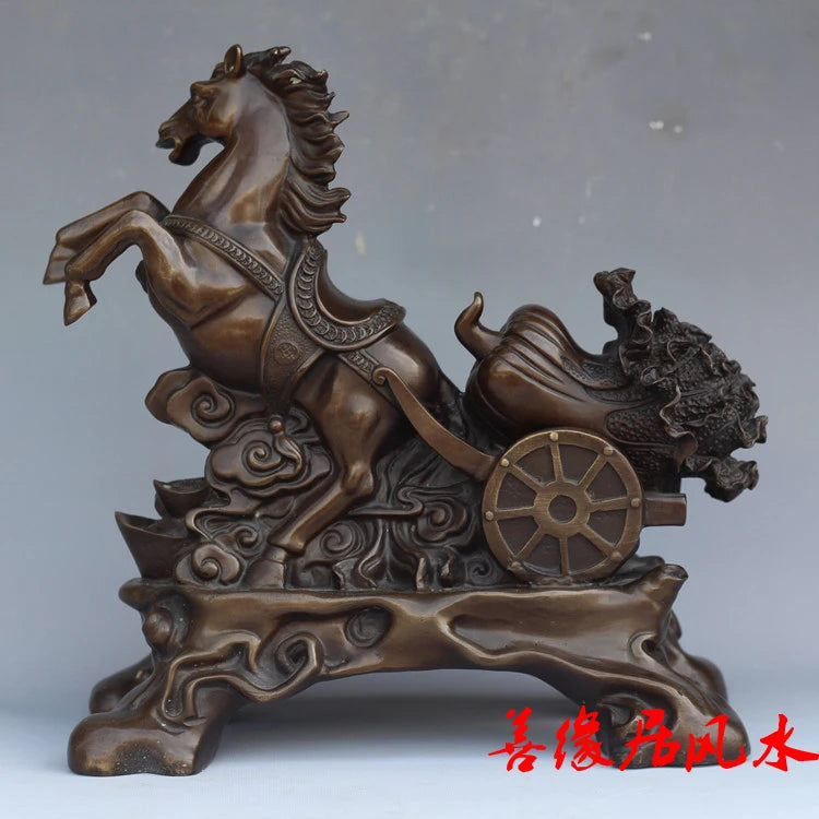 30CM large SHOP business Porch lobby efficacious Mascot bronze horse cabbage meaning thriving Money FENG SHUI art Sculpture