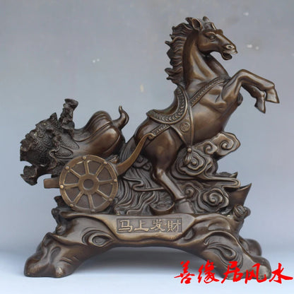 30CM large SHOP business Porch lobby efficacious Mascot bronze horse cabbage meaning thriving Money FENG SHUI art Sculpture