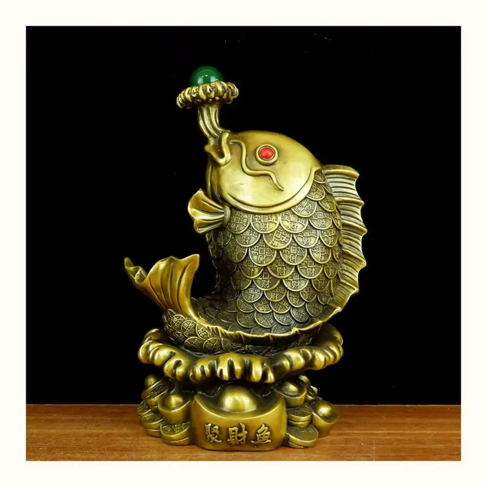 30CM large Southeast Asia HOME Company SHOP Efficacious Talisman GOOD LUCK Recruit Money Golden Fish FENG SHUI copper statue