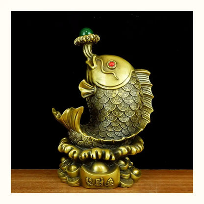 30CM large Southeast Asia HOME Company SHOP Efficacious Talisman GOOD LUCK Recruit Money Golden Fish FENG SHUI copper statue