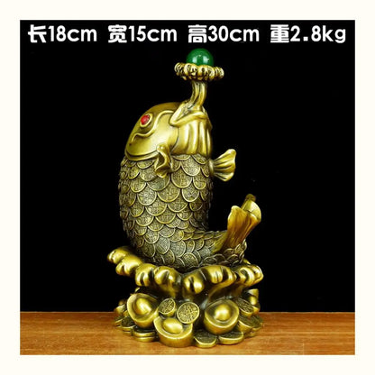 30CM large Southeast Asia HOME Company SHOP Efficacious Talisman GOOD LUCK Recruit Money Golden Fish FENG SHUI copper statue