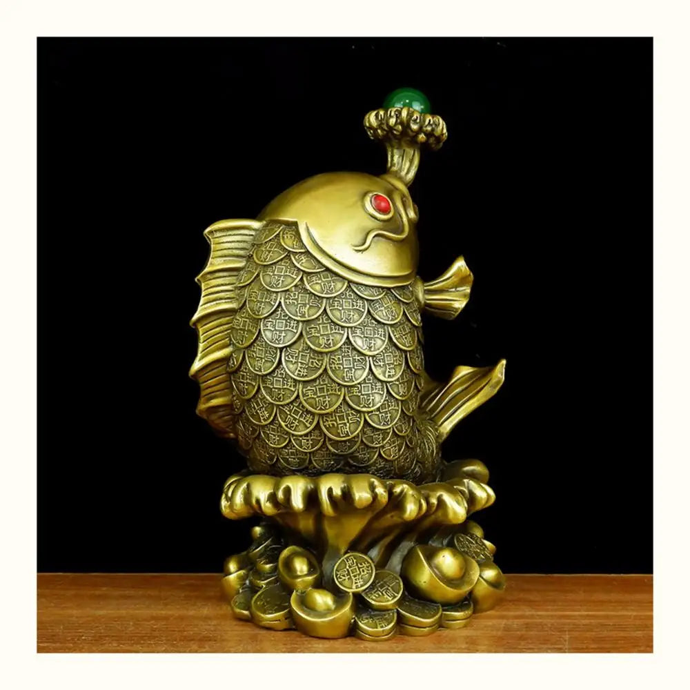 30CM large Southeast Asia HOME Company SHOP Efficacious Talisman GOOD LUCK Recruit Money Golden Fish FENG SHUI copper statue