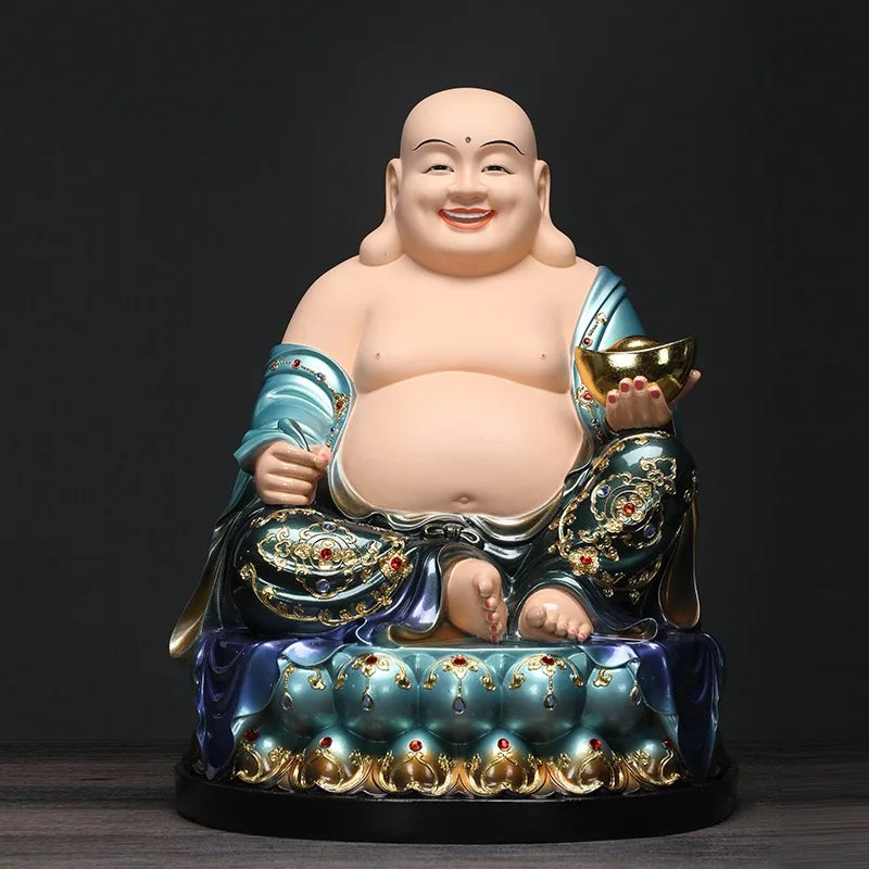 30CM large Wholesale Buddhist supplies altar Worship the god of wealth LUCKY Decorative Buddha statue Zhaocai Maitreya Buddha