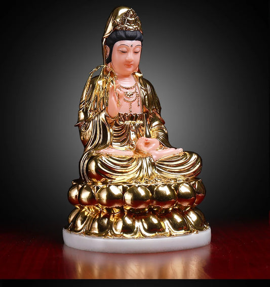 30CM large- high grade jade gold Guanyin Buddha # Home family bless Safe health LUCKY efficacious Talisman Sculpture statue