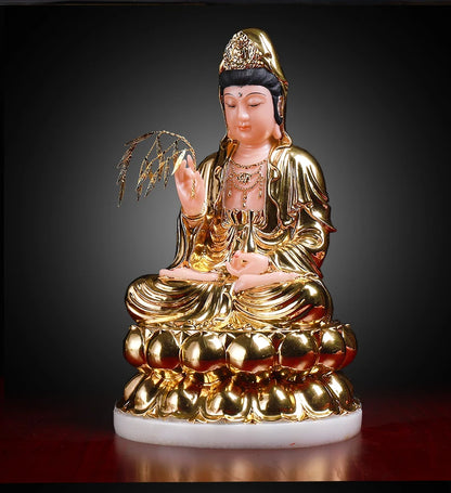 30CM large- high grade jade gold Guanyin Buddha # Home family bless Safe health LUCKY efficacious Talisman Sculpture statue