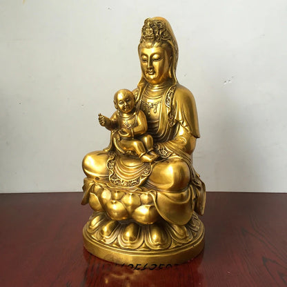 30CM large- home Porch lobby Blessing  the pregnancy children health safety efficacious Protection COPPER Songzi Guanyin statue