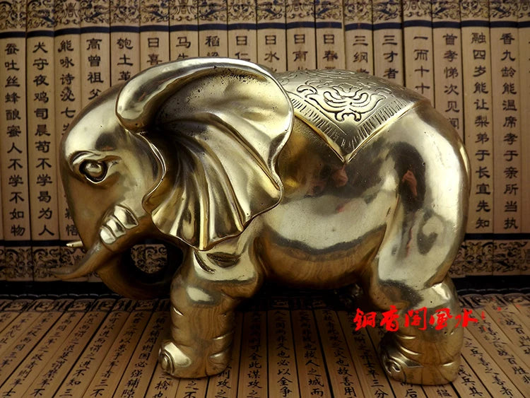 30CM large home Porch lobby efficacious Protection efficacious Mascot thriving business bronze Elephant FENG SHUI art Statue