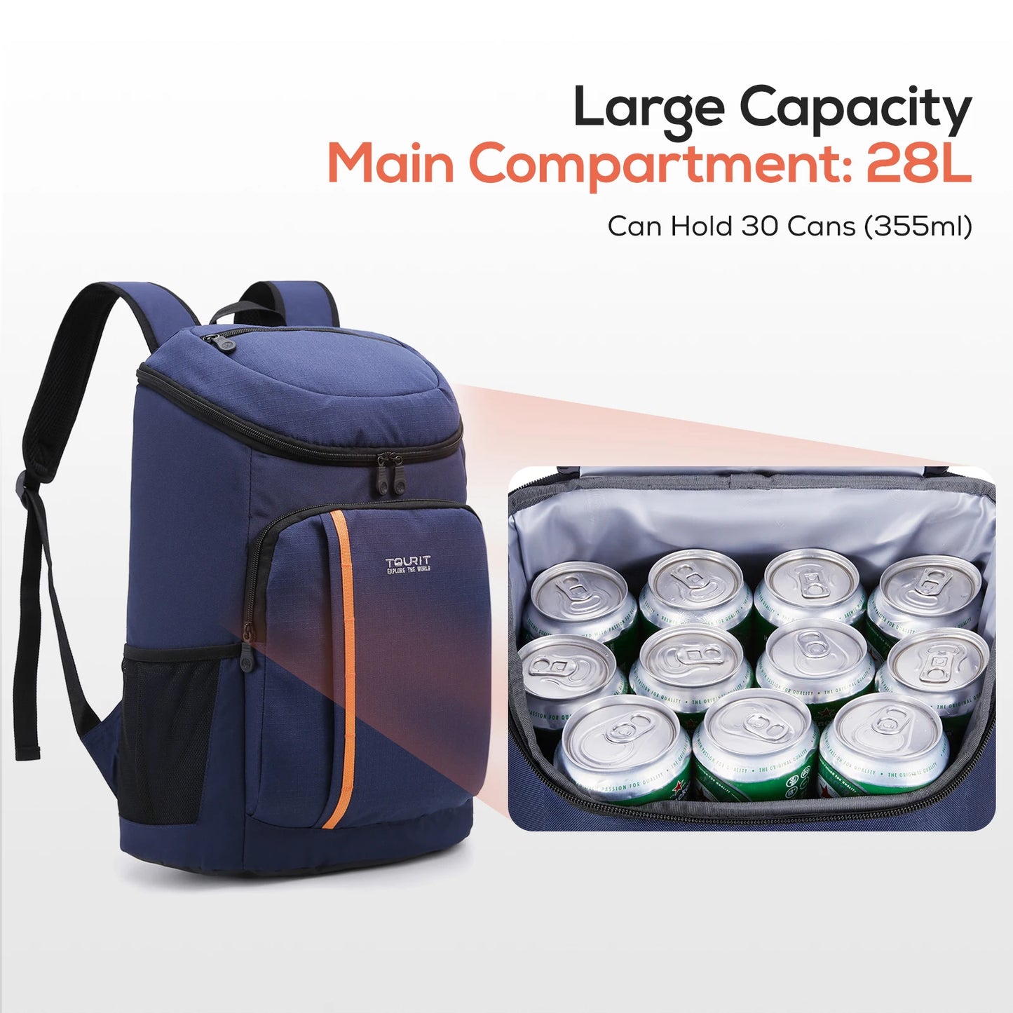 30L Thermal Backpack TOURIT Cooler bag Waterproof 30 Cans Insulated Bag Travel Beach Beer Leak-proof Food Storage Bag