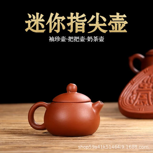 30cc Creative Mini Purple Clay Teapot Fingertip Teapot Kung Fu Tea Set Accessories Ceramic Infuser Living Room Office Decoration