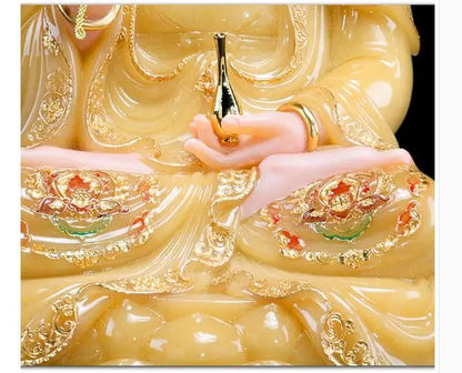 30cm LARGE-  High grade Yellow jade gilding Guanyin Buddha home Temple efficacious Talisman Mascot carving Sculpture statue