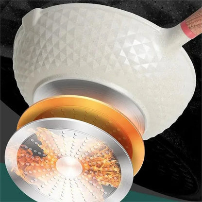 30cm Maifanshi Non-stick Pan Flat Frying Household Induction Cooker Easy to Operate GasStove Universal Wok White Green