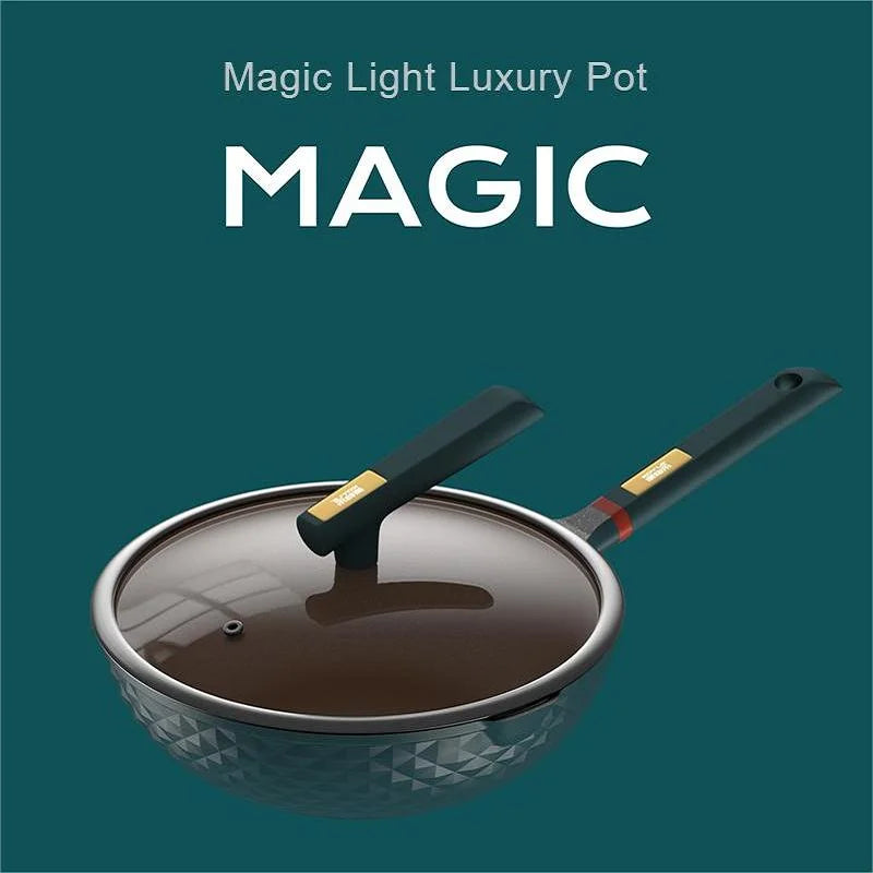 30cm Maifanshi Non-stick Pan Flat Frying Household Induction Cooker Easy to Operate GasStove Universal Wok White Green