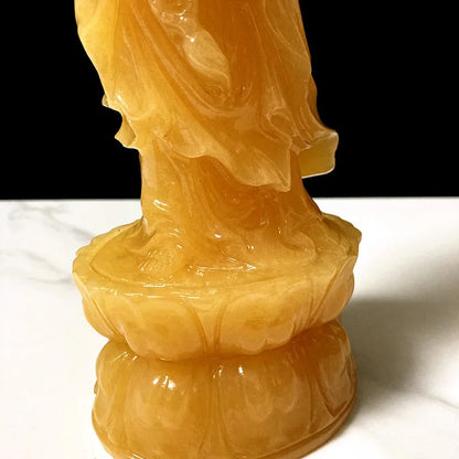 30cm Southeast Asia goddess Avalokitesvara Guanyin Yellow jade Buddha statue bless safety healty good luck bring money wealth