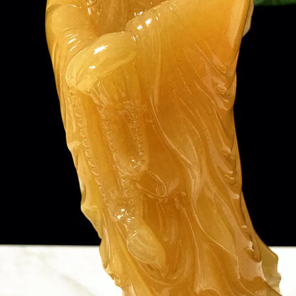 30cm Southeast Asia goddess Avalokitesvara Guanyin Yellow jade Buddha statue bless safety healty good luck bring money wealth