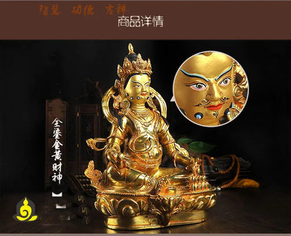 30cm TALL# GOOD # thriving business money #efficacious Protection Nepal Gold-plated Yellow mammon Zanbala Buddha statue