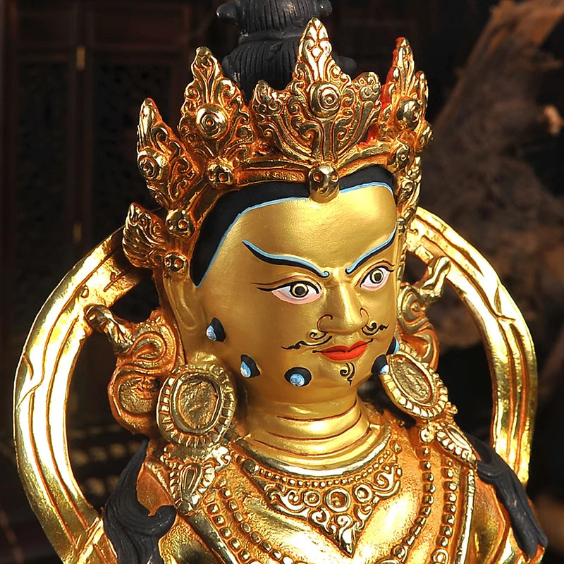 30cm TALL# GOOD # thriving business money #efficacious Protection Nepal Gold-plated Yellow mammon Zanbala Buddha statue