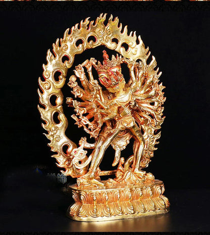 30cm large # GOOD -Buddhism # bless Safety Health Talisman #efficacious Protection Nepal Gold-plated Kalacakravajra  statue