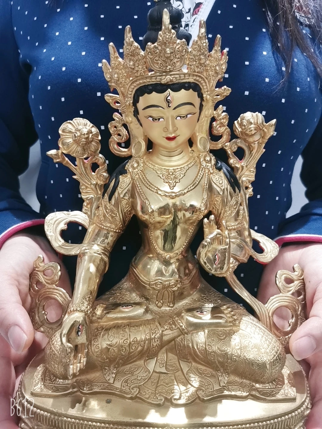 30cm large Wholesale Tibet Buddha statue copper gilding Worship White Tara Guanyin Buddha statue Family protection Health safe