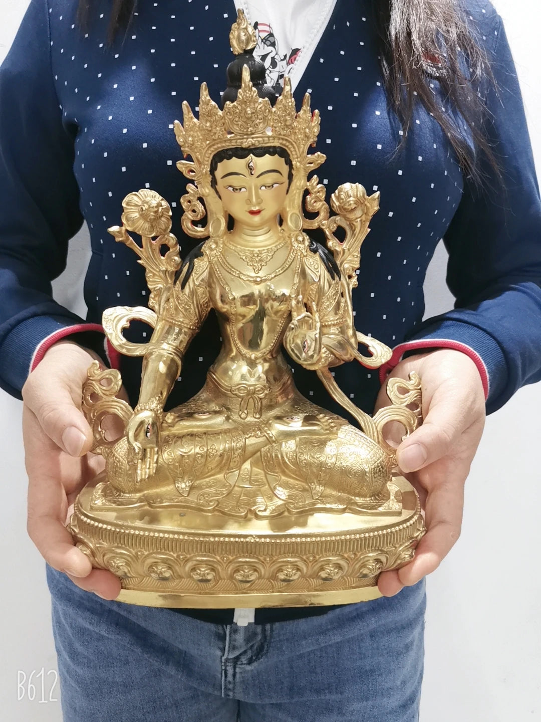 30cm large Wholesale Tibet Buddha statue copper gilding Worship White Tara Guanyin Buddha statue Family protection Health safe