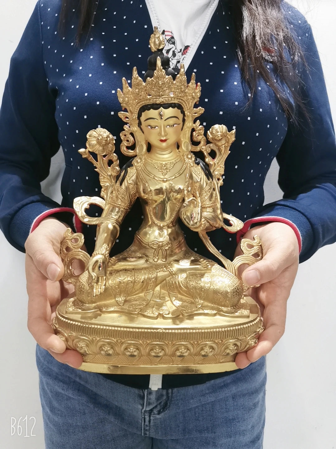 30cm large Wholesale Tibet Buddha statue copper gilding Worship White Tara Guanyin Buddha statue Family protection Health safe