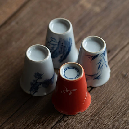 30ml Boutique Pure Hand-painted Plum Orchid Art Ceramic Tea Cup Tea-tasting Single Master Cup Kung Fu Tea Set Samll Smelling Cup