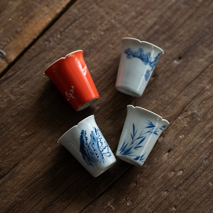 30ml Boutique Pure Hand-painted Plum Orchid Art Ceramic Tea Cup Tea-tasting Single Master Cup Kung Fu Tea Set Samll Smelling Cup