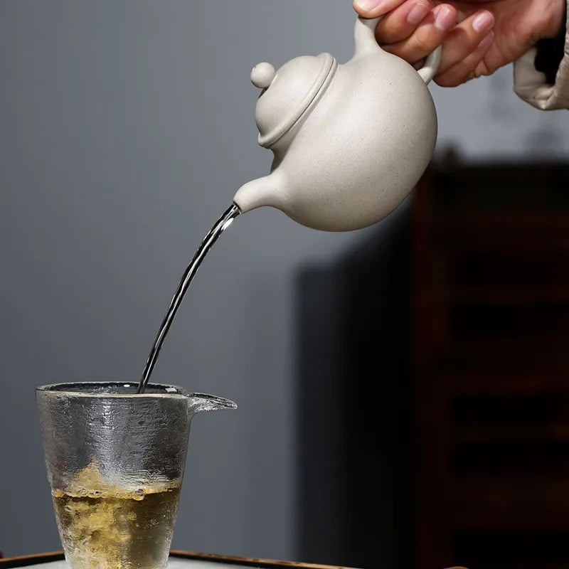 310ml Chinese Yixing Purple Clay Teapots Handmade Raw Ore White Mud Antique Tea Pot Beauty Kettle Household Zisha Tea Set