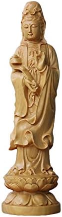 ZAMTAC Mini Boxwood carvings Home Decoration Wood Carving Statue a Buddism Guanyin Bodhisattva Kwan-yin Home Furnishing Ornament