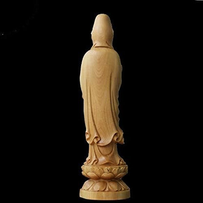 ZAMTAC Mini Boxwood carvings Home Decoration Wood Carving Statue a Buddism Guanyin Bodhisattva Kwan-yin Home Furnishing Ornament