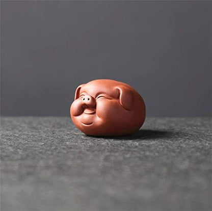 EatingBiting 3.1" Chinese Zisha Tea Pet Pig Tea Pet Handmade Purple Clay Tea Pet for Kungfu Gift Ceremony Decoration mostly ceramic crafts made with purple sand or pure mud