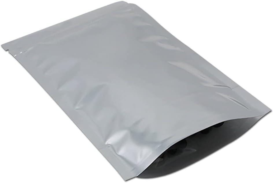 FERENLI 100 Pieces Stand Up Clear Front Zipper Lock Resealable Aluminum Mylar Foil Plastic Packaging Bag for Zip Heat Seal Package Lock with Tear Notch Long Term Food Storage 3.5x5.5 inch