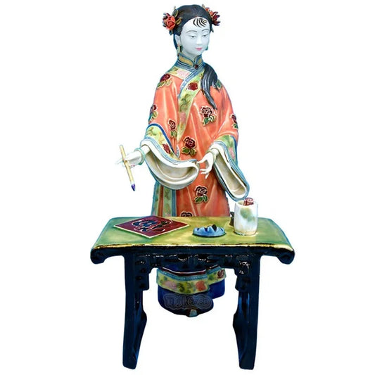 31CM ANTIQUE CERAMIC LADIES CHINESE LADY STATUE FIGURE CRAFT PORCELAIN FIGURINE HOME DECOR VINTAGE COLLECTIBLE R2419