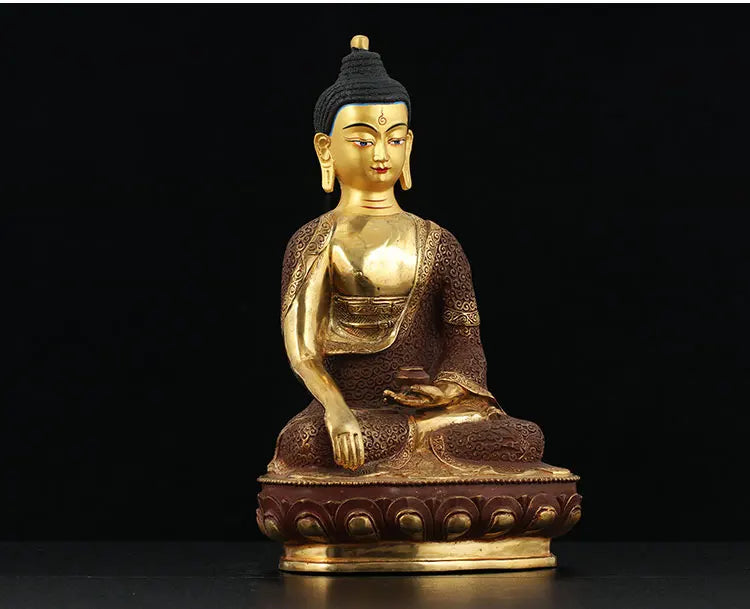 31CM LARGE  wholesale buddha statue # Tibetan Buddhism Sakyamuni Amitayus the Buddha Gold-plated brass statue HOME Talisman