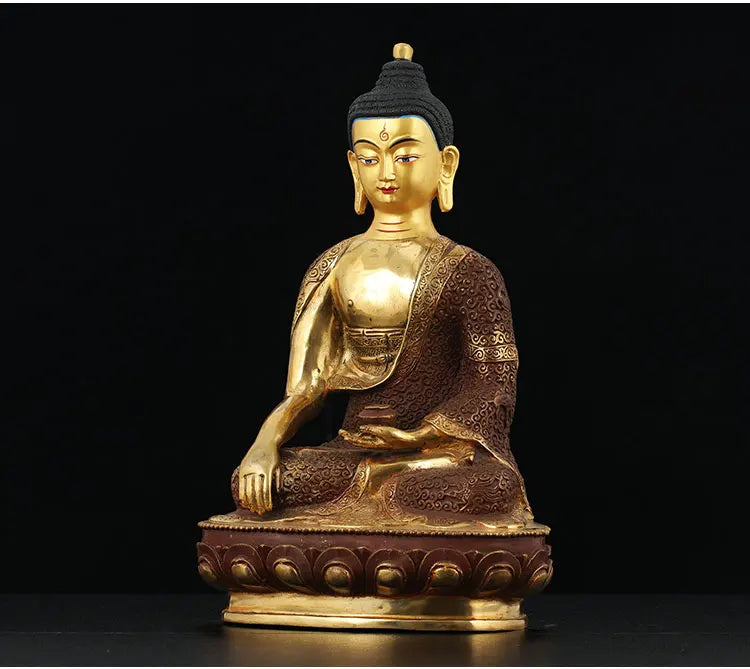 31CM LARGE  wholesale buddha statue # Tibetan Buddhism Sakyamuni Amitayus the Buddha Gold-plated brass statue HOME Talisman