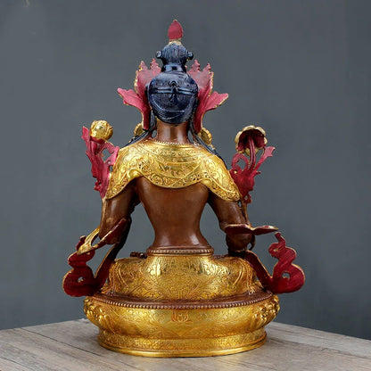 31CM Large 2021GOOD LUCK High-grade Buddha statues efficacious Nepal, Tibet gilding gold white tara Avalokitesvara Buddha statue