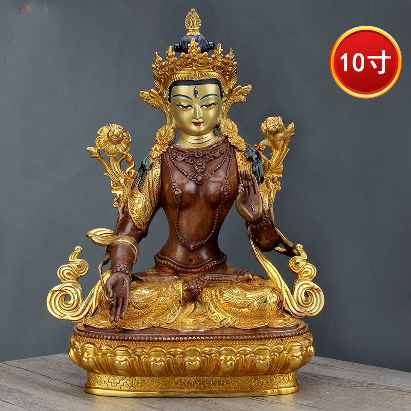 31CM Large 2021GOOD LUCK High-grade Buddha statues efficacious Nepal, Tibet gilding gold white tara Avalokitesvara Buddha statue