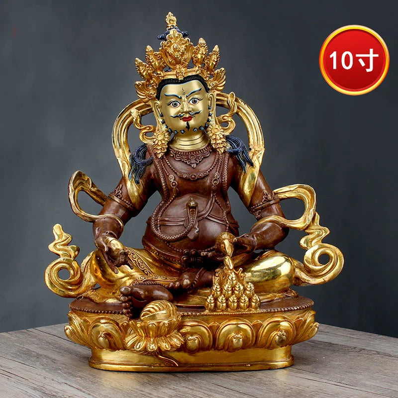 31CM Large High grade Buddha statues efficacious bring in wealth treasure gilding Yellow Jambhala fortune god Buddha