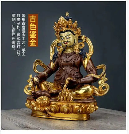 31CM Large High grade Buddha statues efficacious bring in wealth treasure gilding Yellow Jambhala fortune god Buddha